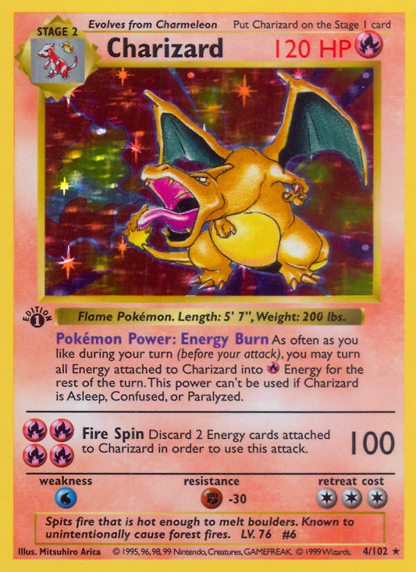 1999 Base Set 1st Edition Shadowless Holographic Charizard Pokemon trading card